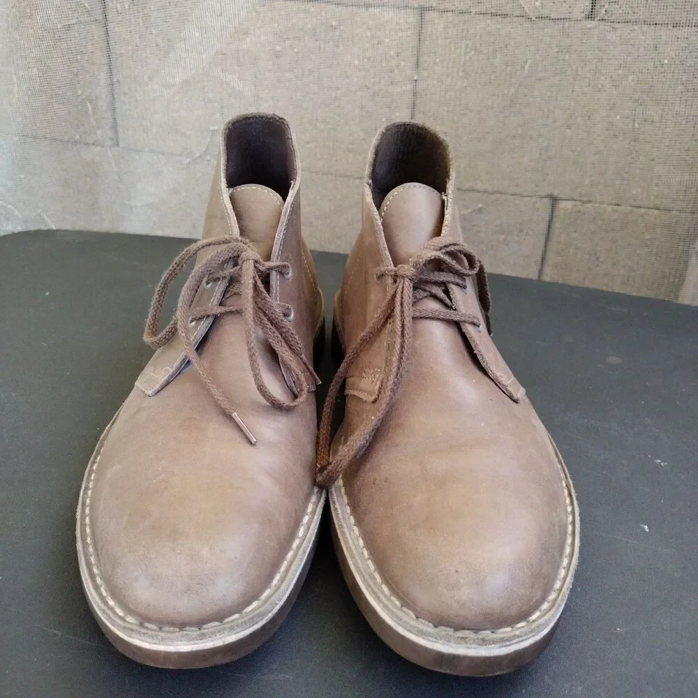 Clarks Chukka Boots Mens Sz 8 M Buschacre 2 Brown Leather Lace Up Ankle 15522